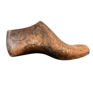 Carved Wood Cobblers Last or Shoe Form Marked "Angel 2274" Child Size 2